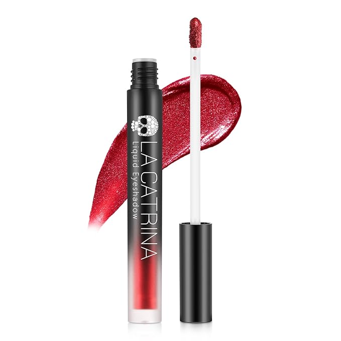 Liquid Red Metallic Eyeshadow - High Pigment Quick-Drying Sparkly Red Gothic Eyeshadow for Sensitive Eyes, Long Last Burgundy Eye Shadow for Christmas, Party, Easy to Remove, Crease-proof & Vegan #07