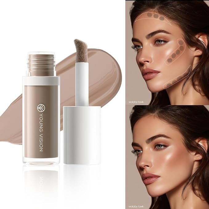 YOUNG VISION Cool Toned Liquid Contour Stick, Cold Grey Brown Makeup Wand for Face Sculpting, Blendable Shadow Cream Bronzer Gray, Long Lasting Natural Matte Finish, 03