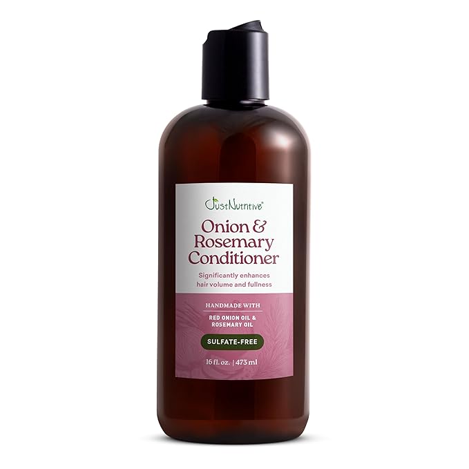 Just Nutritive Onion & Rosemary Conditioner for Hair Growth, Thickening, Silicone-Free, Enriched with Red Onion Oil, Rosemary Oil for Fuller, Voluminous Hair - 16 Fl Oz