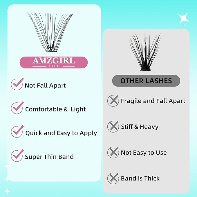 Lash Clusters Wispy 280PCS Eyelash Extension 80D Cluster Lashes Individual Lashes DIY Lash Extension Natural Look Cluster Eyelash Extensions Soft False Eyelashes at Home for Beginners(16mm)