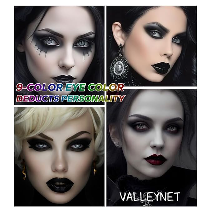 BAISEN DIARY 9 Color Smokey Eyeshadow Palette - Highly Pigmented Matte & Glitter Shades, Long-Lasting, Waterproof & Blendable, Black Silver Gray Eyeshadow Set for Sultry Glam (Reversal Star Smokey)