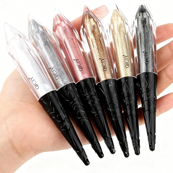 2-in-1 Liquid Glitter Eyeliner & Shimmer Eyeshadow, Waterproof Metallic Eye Makeup with Flexible Brush Tip, Easy to Color, High Pigment Long Lasting Sparkle All-Day (Starlight Silver)