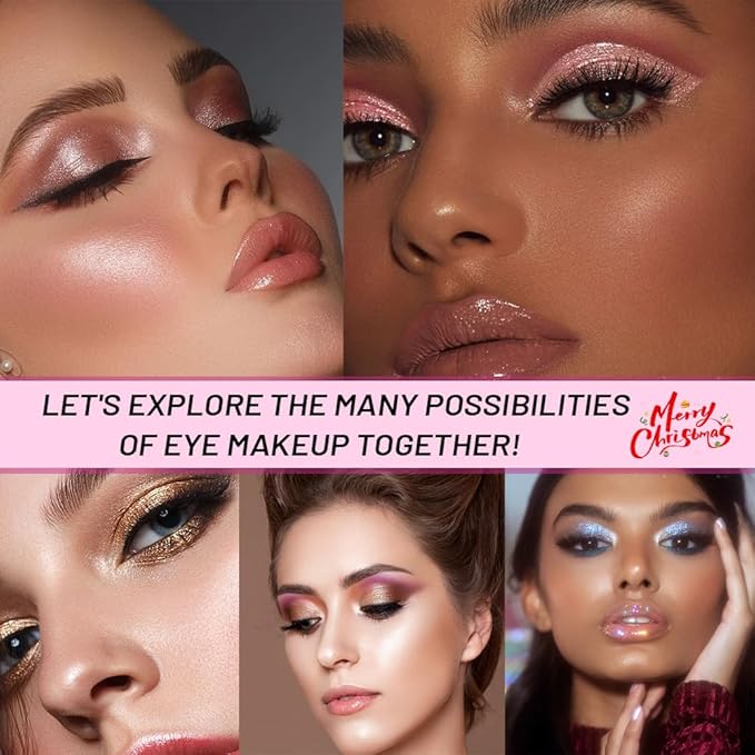 HHLTOHPressed Single Eyeshadow Makeup, Sparkle Highly Pigmented Monochrome Eye Shadow Palette, Waterproof Neutral Powder, sombras para ojos, Lightweight Blendable, #01 Light Pink+#04 Rose Gold