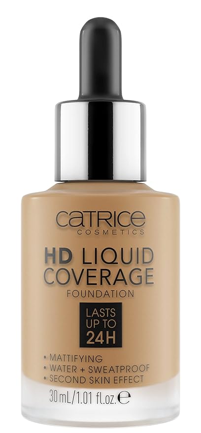 Catrice | HD Liquid Coverage Foundation | High & Natural Coverage | Vegan & Cruelty Free (055 | Warm Bamboo)