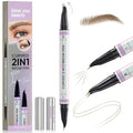 Eyebrow Pencils for Women, 30° Curved Magic 2 in 1 Eyebrow Pen Pro, Waterproof Eye Brow Pen with 2 Tips, Microblading Brow Pencils for Precise Hair Like Strokes, Last All Day Makeup (Brown)