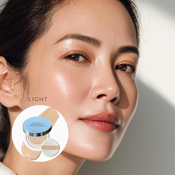 NAD+ Serum Foundation for Sensitive Skin — EMANI Biome Lightweight Skin-Like Coverage with Vitamin C, Peptides, Ceramides & Avocado Oil — Buildable, Vegan, Refillable Compact, 0.63 fl oz (Light Glow)