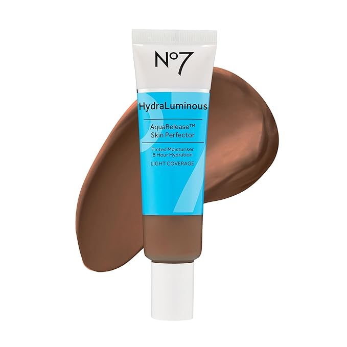 No7 HydraLuminous Skin Tint Perfector - Aqua Release Tinted Moisturizer with a Hydrating, Lightweight Formula - Sheer to Light Coverage Face Makeup - Dark (1 Fl Oz)