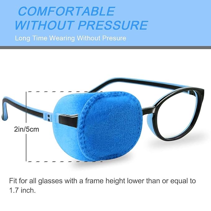 4 Pack Eye Patches for Kids Girls Boys, Right & Left Eye Patch for Glasses, Lazy Eye Patch for Children Treating Lazy Eye Amblyopia Strabismus and After Surgery (Blue)