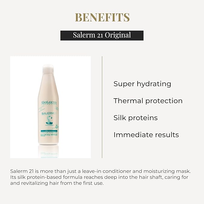 SALERM - Instant Hair Conditioner 21 Silk Protein - 250 ml - Leave-In or Rinse-Out Conditioner - with Silk Proteins - Heat Protector and Hydrating