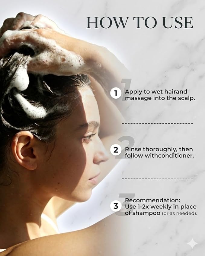 JVR Scalp Scrub Shampoo Charcoal 2-In-1 Scalp Exfoliator to Clarify Build Up, Dexofiy & Purify Cleanser for Shine & Hydration - Sea Salt, Tea Tree Oil, Vegan & Cruelty Free for Dry or Oily Scalp 8.8oz