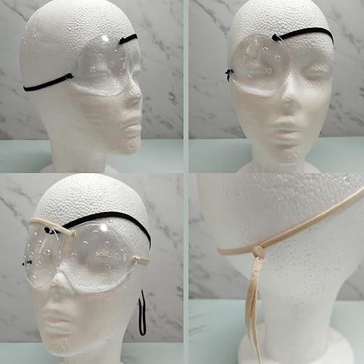 AMZVIO 2Pcs Eye Shield after Cataract Surgery,Clear Eye Protector with Adjustable Strap,Medical Eye Patch for Adults and Kids, Plastic Hard Protection Cover for Sleeping (Beige)