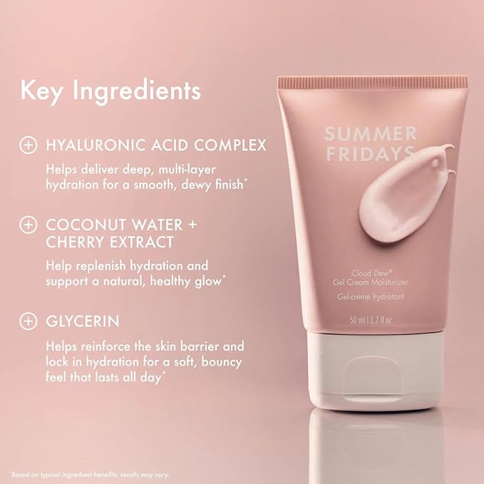 Summer Fridays Morning Trio - Travel Size Pink Dew Gel Face Wash, Cloud Dew Gel Face Moisturizer + CC Me Vitamin C + Niacinamide Serum - Brightening + Hydrating Morning Skin Care Set (3 Count)