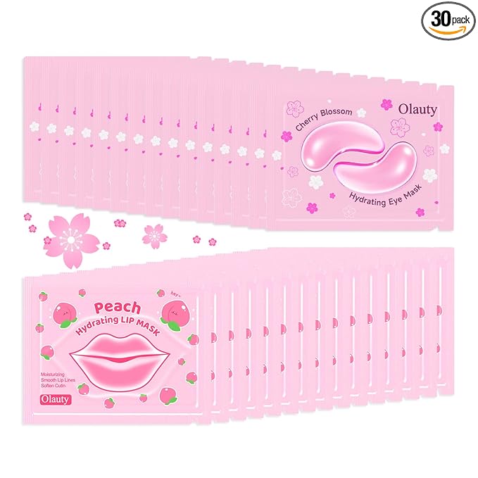 Sulily 30 Pairs Lip Mask & Under Eye Patches, Pink Collagen Eye Mask Pads, Lip Mask Skincare, Birthday Gifts, Bridesmaid Gifts, Bridal Shower Gifts, Spa Gifts for Women, Bulk Gifts, Party Favors