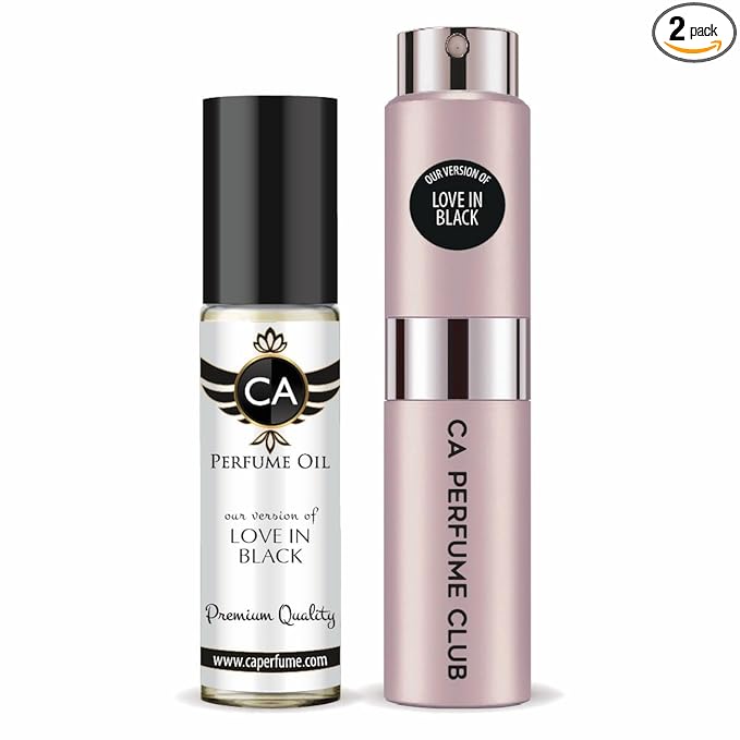 CA Perfume Duo Impression of Love In Black For Women Perfume Layering Set Long Lasting Travel Size EDP + Body Oil Roll-On Bottle 0.27 Fl Oz+0.33 Fl Oz