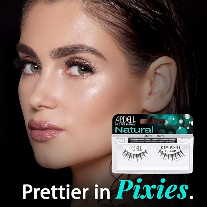 Ardell Natural Lashes Demi Pixies Black - Wispy False Eyelashes, Reusable Strip, 4 Pack