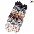 12PCS Satin Scrunchies Pack for Women and Girls, Soft Silk Hair Ties for Sleeping, No-Damage Satin Ponytail Holders for Thick or Curly Hair