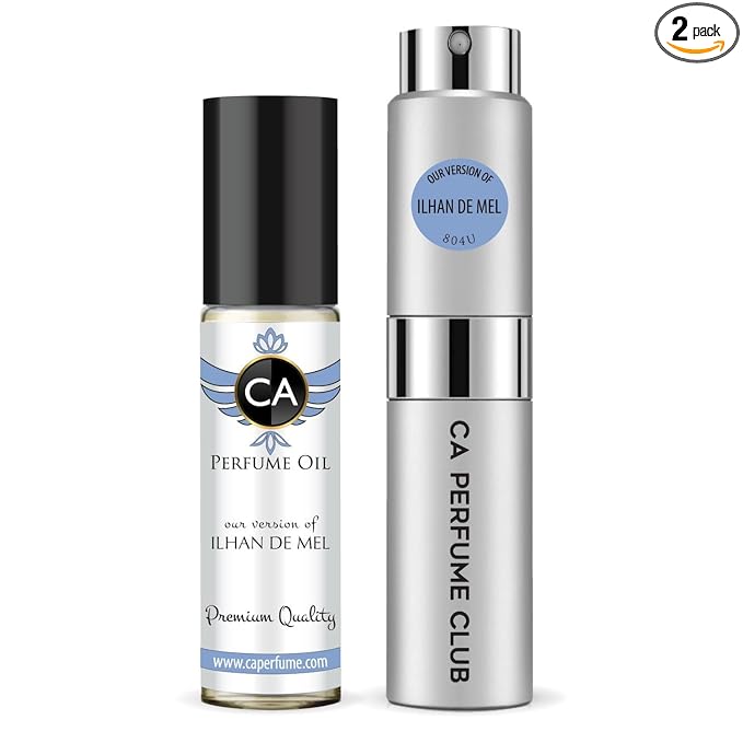 CA Perfume Duo Impression of Ilhan De Mel For Women And Men Perfume Layering Set Long Lasting Travel Size EDP + Body Oil Roll-On Bottle 0.27 Fl Oz+0.33 Fl Oz