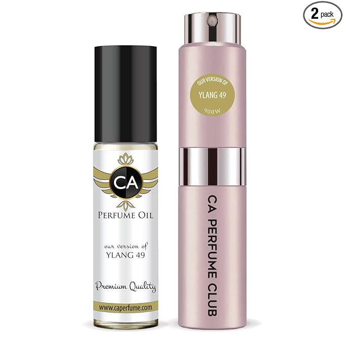 CA Perfume Duo Impression of Ylang 49 For Women Perfume Layering Set Long Lasting Travel Size EDP + Body Oil Roll-On Bottle 0.27 Fl Oz+0.33 Fl Oz