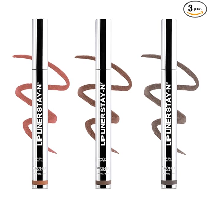 Sacheu Lip Liner STAY-N Peel Off Lip Stain — Long Lasting Waterproof Lip Tint with Hyaluronic Acid & Vitamin E — Transfer Proof Matte Finish, Vegan & Cruelty-Free (Deep Bundle)