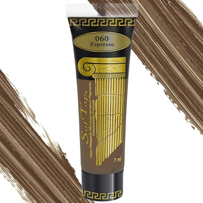 Microblading Ink for Eyebrows by SofTap® | Espresso – Medium Dark Brown PMU Shading Pigment for Nano Brows, Machine & Hand Method | Carbon-Free Inorganic Permanent Makeup Ink