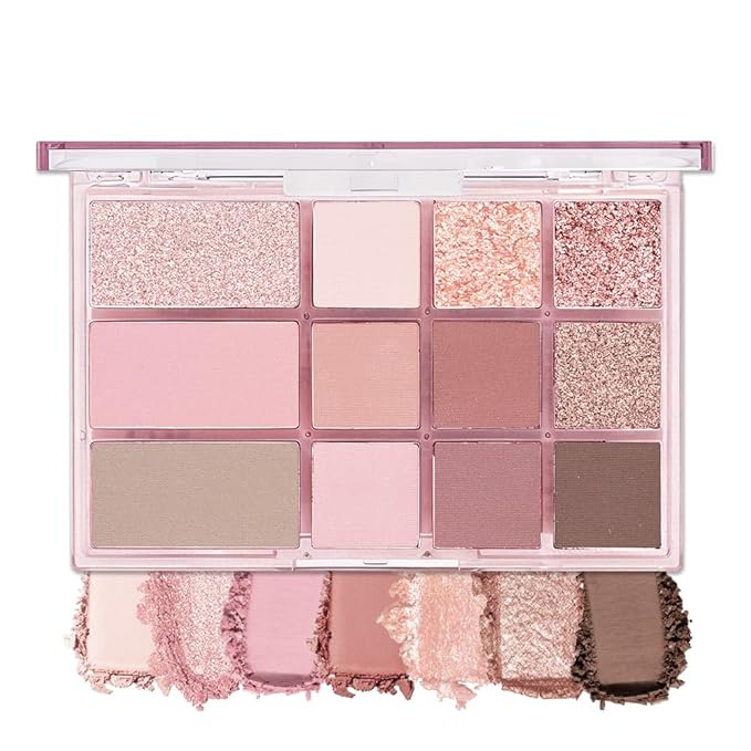 AMY'S DIARY Pink, Nude, and Shimmer Eyeshadow Palette Eye shadow Makeup,Rose Gold Eyeshadow Shimmer Glitter Eyeshadow Waterproof Pallete, Eye Make Up (12-02)
