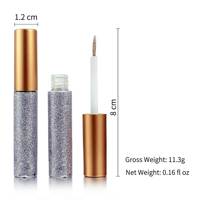 Liquid Glitter-Eyeliner, Shimmer-Water-proof Eye-Glitter Makeup Colorful Eye Liner Liquid Eyeliner (Silver)