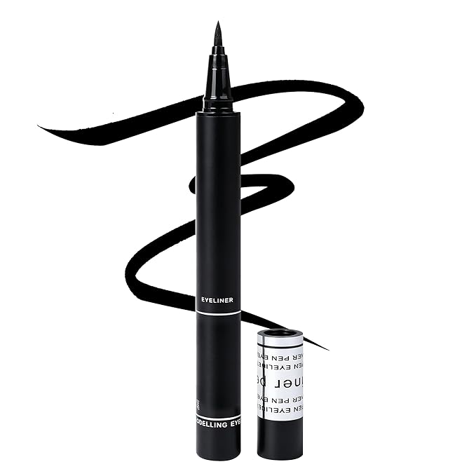 Black Eyeliner, Liquid Eyeliner Waterproof with Ultra Fine Brush, Quick Drying, Smudge Resistant, Eye Liner Intense Pigment Liquid Pen for Long Lasting Satin Finish, Cruelty-Free, Vegan, 0.042 Fl Oz