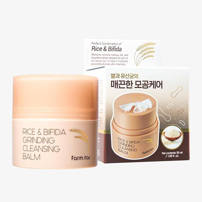 FARMSTAY Rice & Bifida Grinding Cleansing Balm | Twist up Face Makeup Remover Cleanser | Zero Irritation Hydrate and Nourish for All Skin Types Sensitive, 1.69 fl oz
