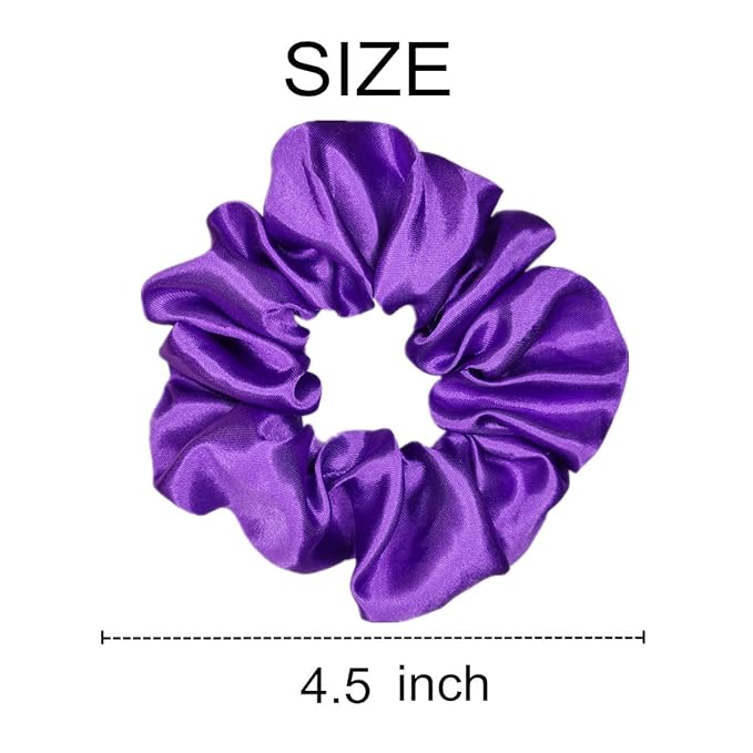 Sufermoe 12 Pcs Satin Silk Hair Scrunchies, 4.5 Inch, Hair Ties, Hair Bands, Ponytail Holders, Dark Purple, Hair Accessories for Women and Girls