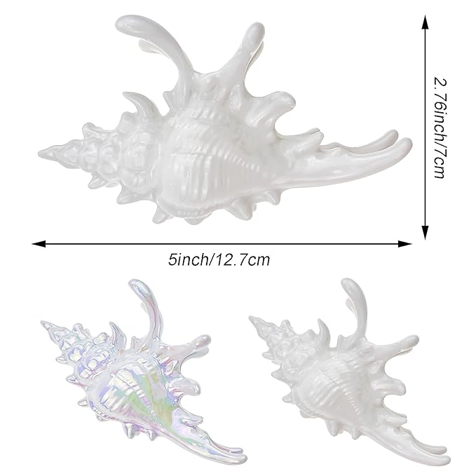 2 Pack Conch Hair Clips for Women Beach Ocean Seashell Large Hair Claw Clips Mermaid Accessories for Thick and Thin Hair