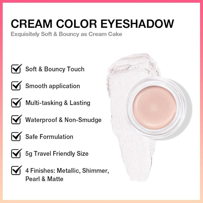 FeiCuiYun Cream Glitter Purity Shimmer Metallic Eyeshadow Palette Makeup, Natural Single Mini Instant Holographic Eyeshadow For Women, Sombras Crema Para Ojos, Talc, Paraben & Cruelty Free, P06