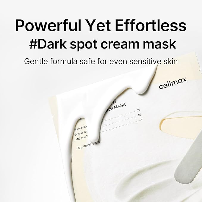 celimax Pore+Dark Spot Brightening Cream Mask 4EA | Non-Sticky Sheet for Enlarged Pores with Niacinamide, Tranexamic Acid, Non-Irritating, Hydrating, Hyperpigmentation, Korean Skincare Gifts for Women
