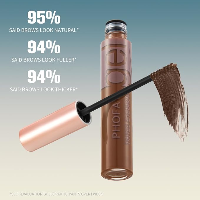 PHOFAY Colored Eyebrow Gel 10ml / 0.34 fl oz – Spiral Brush for Smooth Use, 2-in-1 Brow Styling Gel & Mascara, Volumizing tinted brow gel, Smudge-Resistant, Long-Wearing & Waterproof- SOFT BROWN(#04)