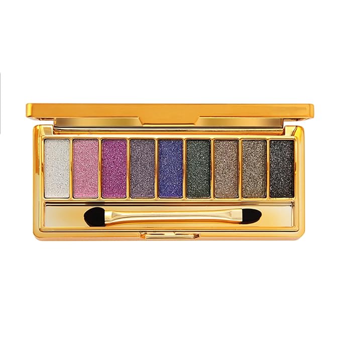 Glitter Eyeshadow Palette, 9 Colors Sparkle Shimmer and Matte Eye Shadow, Highly Pigmented Waterproof Long Lasting Makeup Set (Color 1)