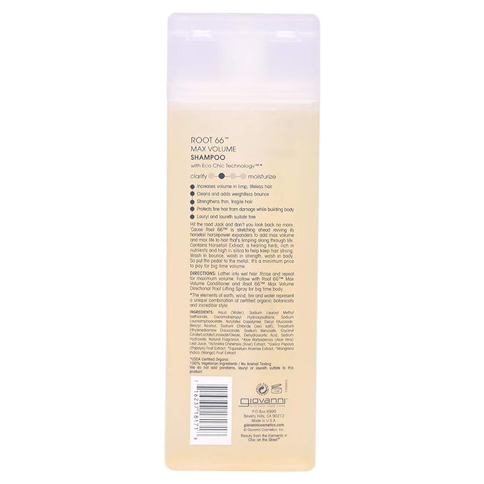 Giovanni Cosmetics Root 66 Max Volume Shampoo, 8.5 oz