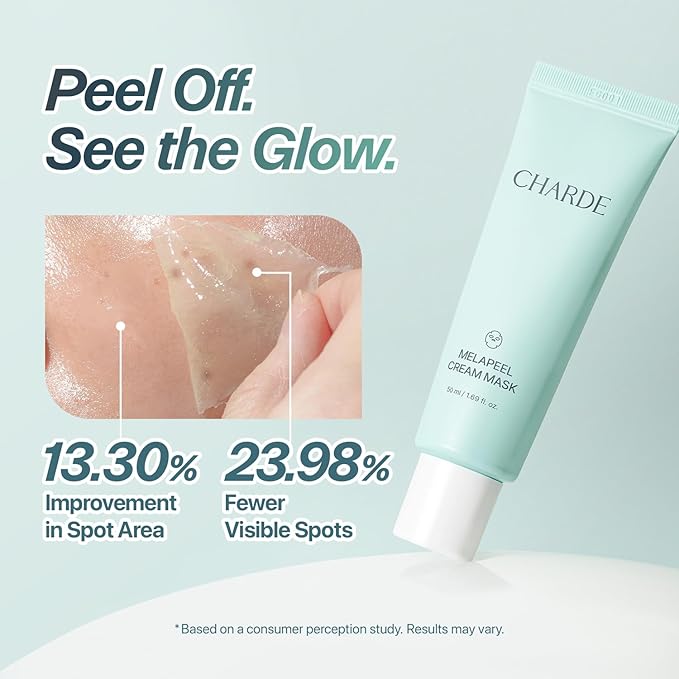 CHARDE Peel Off Cream Mask for Dark Spots, Cream-to-Clear Mask for Brighter, More Even-Looking Skin, At-Home Care Routine (50ml)