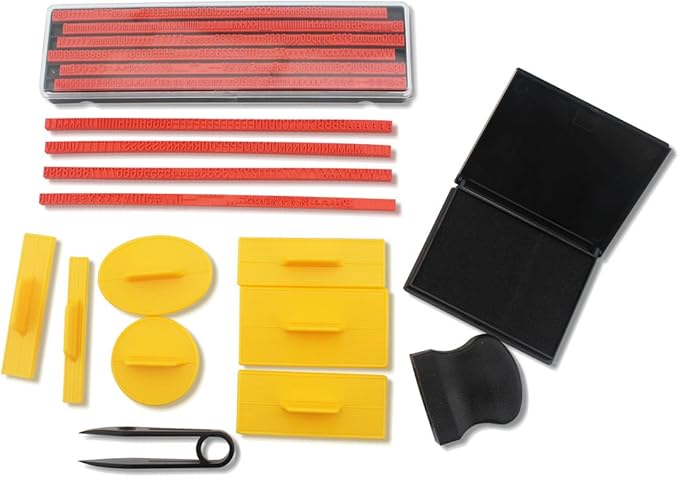 Finex DIY Rubber Stamp Printing Kit - Easy to use D.I.Y. Create Your Own Stamps Set for Business Craft Hobby School Blue Ink Pad Color