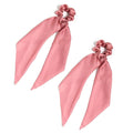 Pack of 2 Knotted Bow Hair Scrunchies Elastic Hair Scarf Hair Ties Bands Satin Hair Ribbon Scrunchy Ponytail Holder for Women and Girls,Hair Scarf Scrunchies,Hair Accessories (Shell pink)