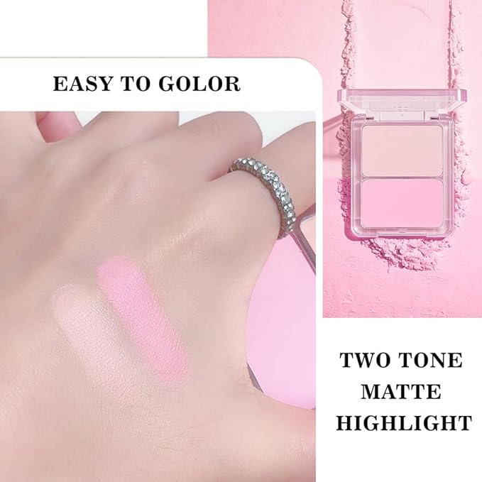 CAKAILA 2 Colors Light Nude Beige Pink Eye Shadow Powder Palette Makeup for Women,Neutral Matte Naked Eyeshadow Palette for Old Women Long Lasting Naturing-Looking,Vegan