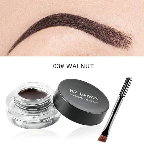 12 Colors Eyebrow Pomade Full-pigmented Long Lasting Waterproof Eyebrow Cream Gel Filling & Shaping Tinted Eyebrows Enhancers with Brush for Daily or Cosplay (03 Walnut)