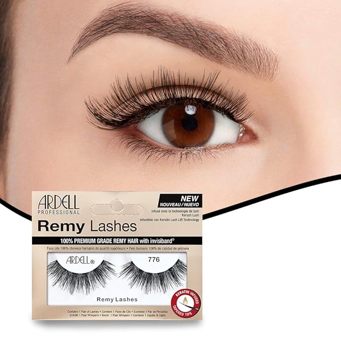 Ardell Remy Lash 776, Premium Grade Remy Hair False Lashes with Invisiband, 4 Pairs