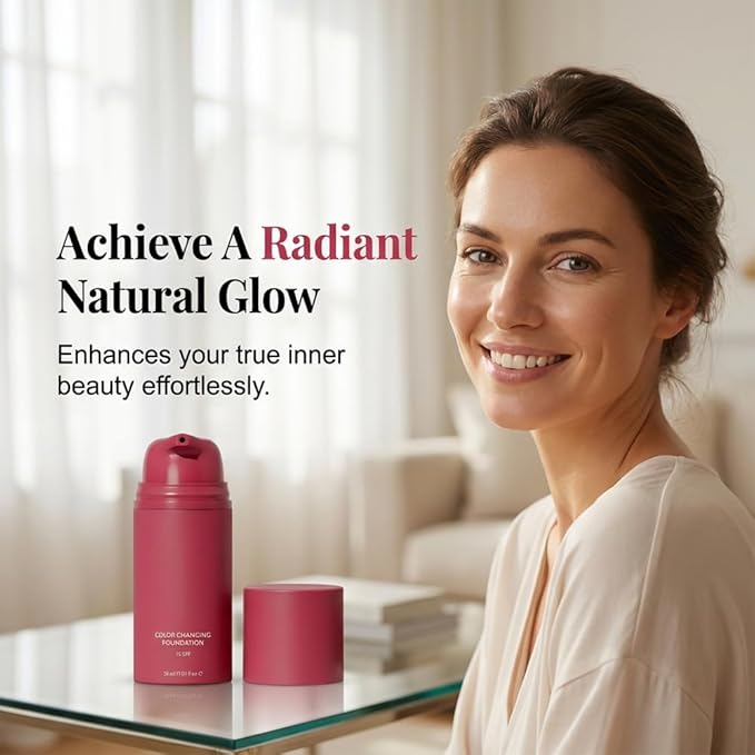 Color Changing Foundation, 2026 New Skin Tone Adapting Liquid Foundation for Women, Automatically Adjusts Makeup Application, Concealing Fine Lines And Wrinkles, Moisturizing And Hydrating (1pc)
