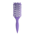 Curl Defining Brush for Curly Hair, Vented Detangling Hair Brush for Wet and Dry Styling, Curved Brush for Shaping and Smoothing Curl Clumps, Lightweight Hair Brush （Purple）