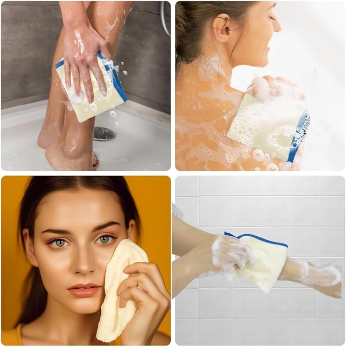 Blue Frame Face & Body Wash Cloths - Exfoliating Towel 5Pack