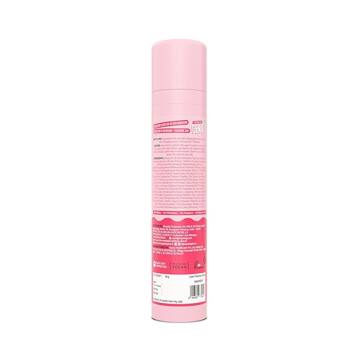 Aqualogica Radiance+ Dewy Sunscreen with Watermelon & Niacinamide with SPF 50 & PA++++ - 50g Broad Spectrum SPF 50+ PA++++ UVA/B & Blue Light Protection Anti-Pollution Factor (APF) Technology