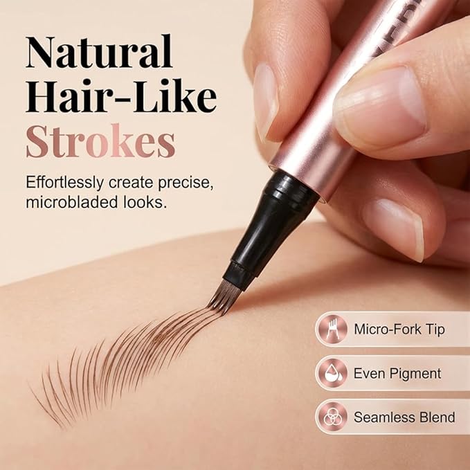 Microblading Eyebrow Pen, 2026 Upgraded 4-Tip 3D Waterproof Eyebrow Pencil, Premium Eye Brow Pen Natural Magic Eyebrow Makeup Fine Stroke Contouring Pencil Long-Lasting Stay on All Day (Dark Brown)