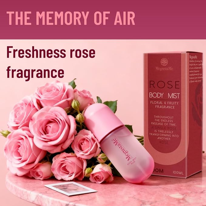 4D Rose Body Spray for Women, Long Lasting Floral Fragrance Mist, Paraben & Phthalate Free, Lightweight Non-Sticky Daily Perfume, Skin Safe Romantic Feminine Scent, Travel Size 3.38 fl oz 100ml