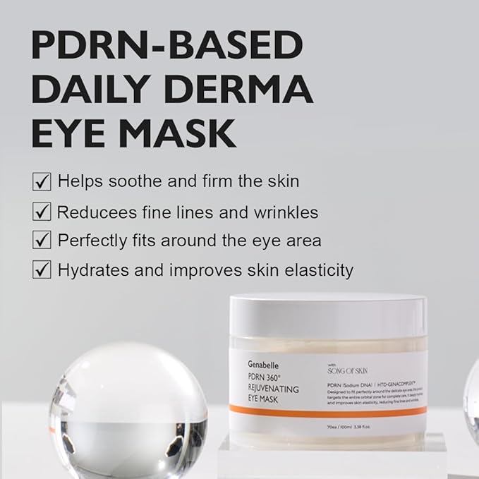 Genabelle PDRN 360° Rejuvenating Eye Mask – Full Eye Area Eye Patches for Hydration, Firming & Elasticity with PDRN & Peptides – Targets Dark Circles, Puffiness & Fine Lines, Glass Skin – 3.38 fl oz.