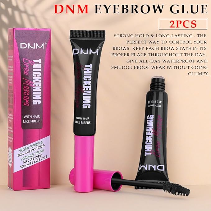 Tinted Thickening Brow Mascara,Tinted Eyebrow Gel,Waterproof, Transfer-proof, Brush to Fill in Eyebrows and Cover Gray Hairs - Cruelty Free (2pcs 08 Black)