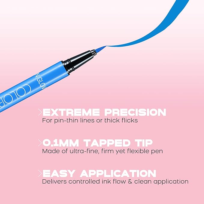 UV Neon Liquid Eyeliner, Matte Colored Eyeliner Pen, Waterproof Smudge-proof Pigmented Eye Liner, Glow Brightly Under UV Lights, Colorful Eye Makeup For Rave Party Music Festival, Neon Blue